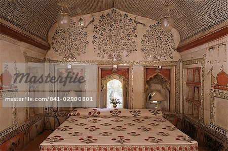 État de suite de chambre à coucher, Deo Garh Palace Hotel, Deo Garh (Deogarh), Rajasthan, Inde, Asie État de suite de chambre à coucher, Deo Garh Palace Hotel, Deo Garh (Deogarh), Rajasthan, Inde, Asie