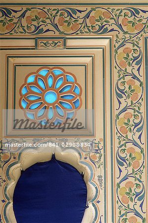 Detail, das Shiv Niwas Palace Hotel, Udaipur, Bundesstaat Rajasthan, Indien, Asien