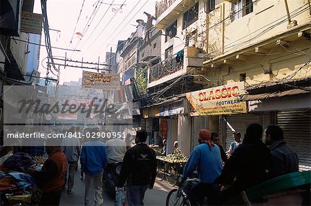 Rue de la vieille ville de Delhi, à proximité de la Mosquée Jama Masjid mosquée, Delhi, Inde, Asie