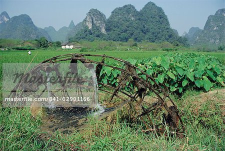 Traditional bamboo waterwheel, Guilin, China, Asia