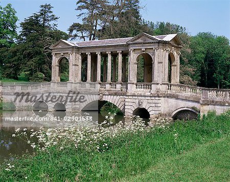 Le pont de style palladien, Stowe, Buckinghamshire, Angleterre, Royaume-Uni, Europe