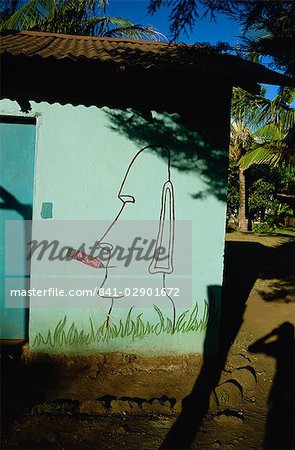 Coca cola en peinture murale, île de Pâques, Chili, Amérique du Sud