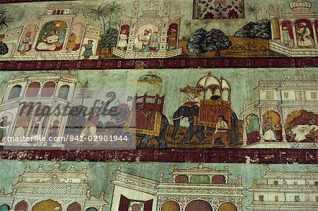 Murals in Tipu Sultan's palace, Seringapatam, Mysore, Karnataka state, India, Asia