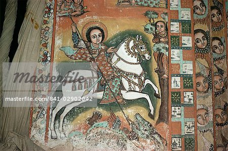 St. George and Dragon, Uran Kidane Meherate church, Zege Peninsula, Lake Tana, Ethiopia, Africa St. George and Dragon, Uran Kidane Meherate church, Zege Peninsula, Lake Tana, Ethiopia, Africa