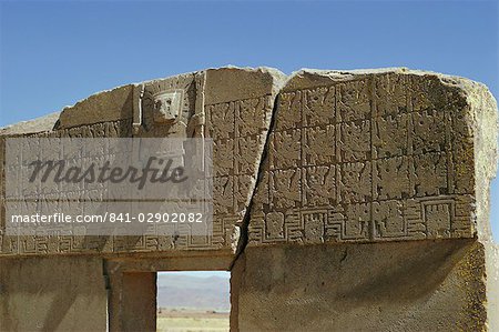 Das Sonnentor, Aymara-Kultur, 600 AD, Ausgrabungsstätte, Tiahuanaco, Bolivien, Südamerika