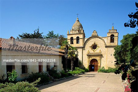 La Basilique de la Mission de Carmel, la mission de San Carlos Borromeo, fondée en 1770 par Junirero Serra, Carmel, Californie, États-Unis d'Amérique, l'Amérique du Nord
