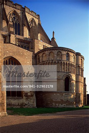 Norwich cathedral, St. Luke's chapel dating from 11th century, and south door, Norwich, Norfolk, England, United Kingdom, Europe