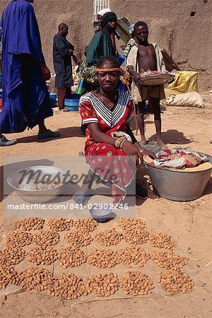 Mädchen, Erdnüsse, Sofara, Mali, Westafrika, Afrika zu verkaufen