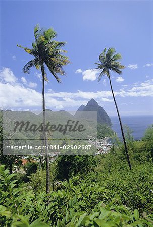 Soufriere and The Pitons, St. Lucia, Windward Islands, West Indies, Caribbean, Central America