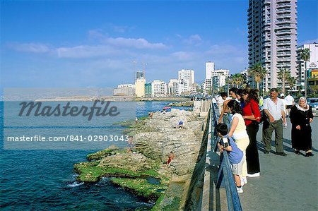Vue du front de mer et du centre, El Manara Corniche, Beyrouth, Liban, Moyen-Orient
