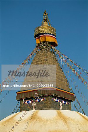 Die größte Stupa in Nepal, auf Bodhnath, UNESCO-Weltkulturerbe, Kathmandu, Nepal, Asien