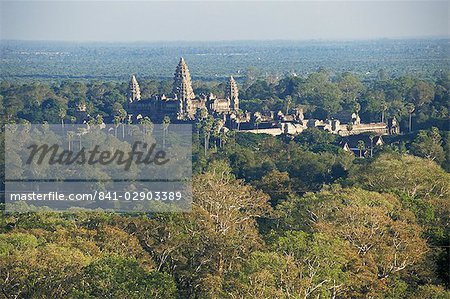 Elevated view of Angkor Wat, Angkor, UNESCO World Heritage Site, Siem Reap, Cambodia, Southeast Asia, Asia