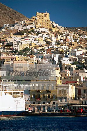 Skyline der Stadt, Stadt Ermoupolis, Syros, Cyclades, griechische Inseln, Griechenland, Europa