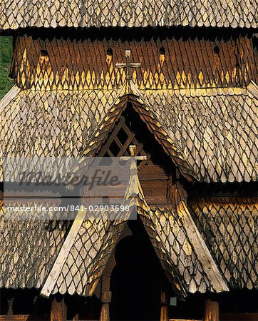 Best preserved 12th century stave church in Norway, Borgund Stave Church, Western Fjords, Norway, Scandinavia, Europe