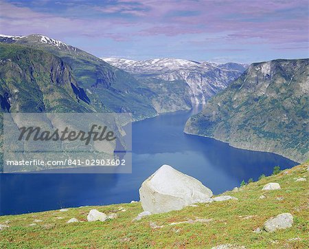 View over Aurlandsfjord, Western Fjords, Norway, Scandinavia, Europe