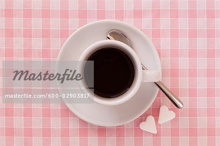 Coffee Cup with Heart-shaped Sugar Lumps