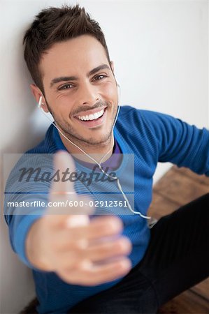 Happy Man Listening to Music