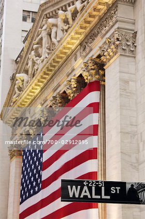 American FLag, New York Stock Exchange, Manhattan, New York, New York, USA