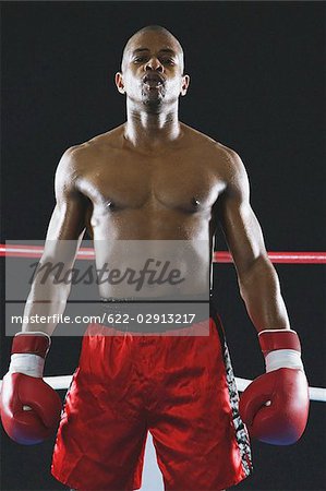 African boxer wearing Boxing gloves