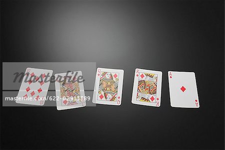Royal flush of diamonds cards