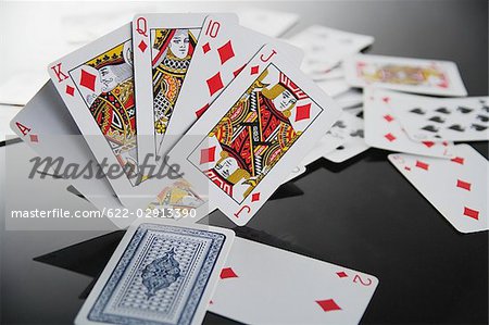 Poker,cards showing royal flush of diamond