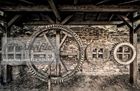 Castle Dreieich, close-up, black and white