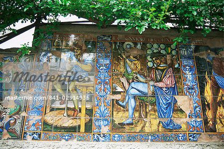 Decorative tiles, Isola Bella, Piedmont, Italy, Europe