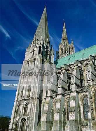 West front of the cathedral at Chartres, UNESCO World Heritage Site, Eure-et-Loir, in the Loire Valley, Centre, France, Europe