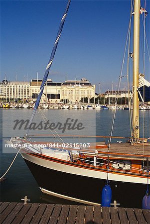 Yacht basin, casino, Trouville, Deauville-Trouville, Cote Fleurie, Calvados, Basse Normandie (Normandy), France, Europe