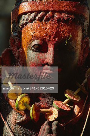 Détail ofdecorated Garuda image, Patan, vallée de Kathmandu, Népal, Asie
