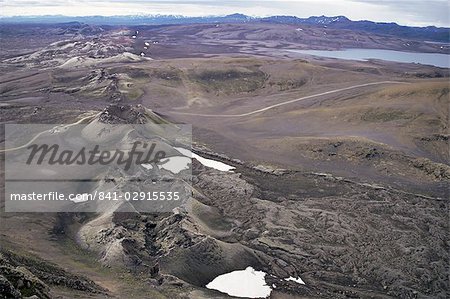 Fissur Schlot mit Spritzer Zapfen mit Vulkan Laki, Island, Polarregionen