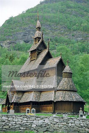Stave church, Borgund, Western Fjordlands, Norway, Scandinavia, Europe