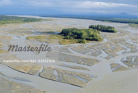 Sandbanks Delta et canaux anastomosés, Delta River, Alaska, États-Unis d'Amérique, Amérique du Nord