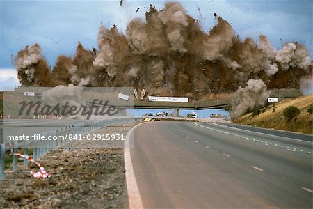 Demolition of bridge over the M1 Motorway at the junction with the A42, Nottinghamshire, England, United Kingdom, Europe