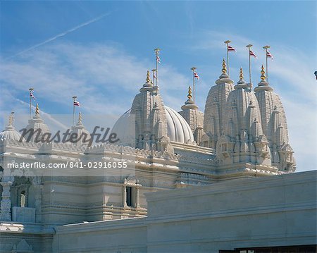 Détail du Temple Mahotsav Mandir, un nouveau temple hindou de Neasden, north London, Angleterre, Royaume-Uni, Europe