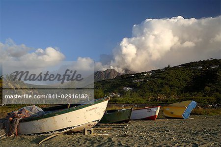 Old road bay beach and volcano, Montserrat, Leeward Islands, West Indies, Caribbean, Central America