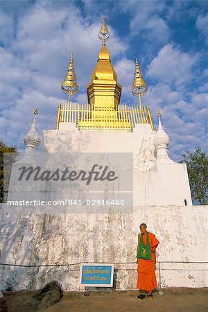 Hill, Chomsi, Phu Si Buddhistischer Mönch, Luang Prabang, Laos, Indochina, Südostasien, Asien