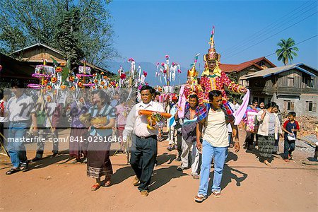 Cérémonie de moine novice, Maung Sing, Laos, Indochine, Asie du sud-est, Asie