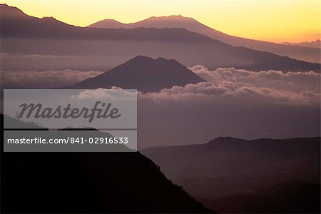 Sunrise from Gunung Penanjakan, volcanoes and clouds, Bromo Tengger Semeru (Bromo-Tengger-Semeru) National Park, Java, Indonesia, Southeast Asia, Asia