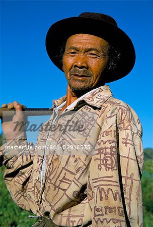 Portrait of a farmer, Dieng Plateau, island of Java, Indonesia, Southeast Asia, Asia