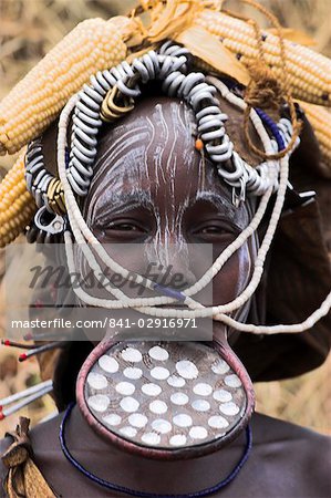 Mursi lady with lip plate, South Omo Valley, Ethiopia, Africa