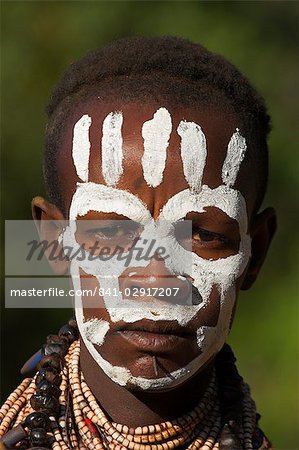 Mago National Park, Karo woman with face painting, Ethiopia, Africa