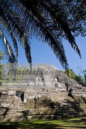 Haut Temple (Structure N10-43), le plus haut temple dans le site maya, Lamanai, Belize, Amérique centrale