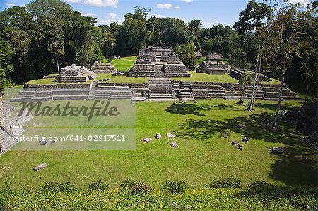 Plaza A, Structure A6 (Temple du linteau en bois), un des bâtiments plus anciens dans le Caracol, Caracol ruines, Belize, Amérique centrale