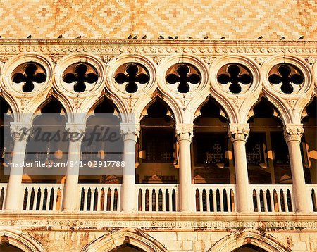 Detail of the Doges Palace, Venice, Veneto, Italy, Europe