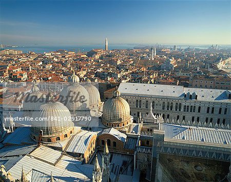 The Basilica and the city skyline from the Campanile in Venice, UNESCO World Heritage Site, Veneto, Italy, Europe
