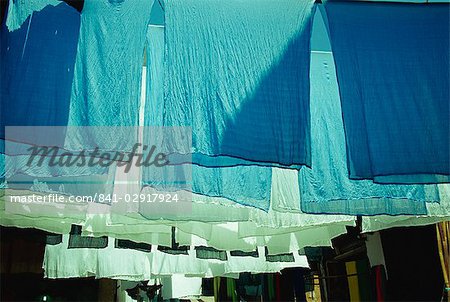 Fabrics in the Dyers Souk, Medina, Marrakech, Morocco, North Africa, Africa