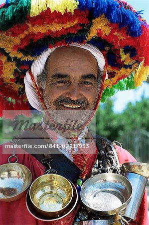 Portrait of a water seller, Djemaa el Fna, Marrakesh, Morocco, North Africa, Africa