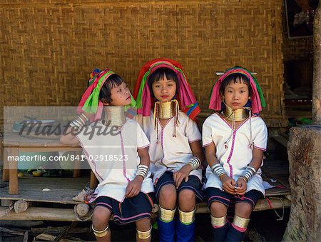 Long cou filles, de la tribu Paduang, Mae Hong Son en Thaïlande, Asie du sud-est, Asie