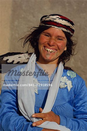 Bedouin woman with gold teeth and tattoo, Syria, Middle East
